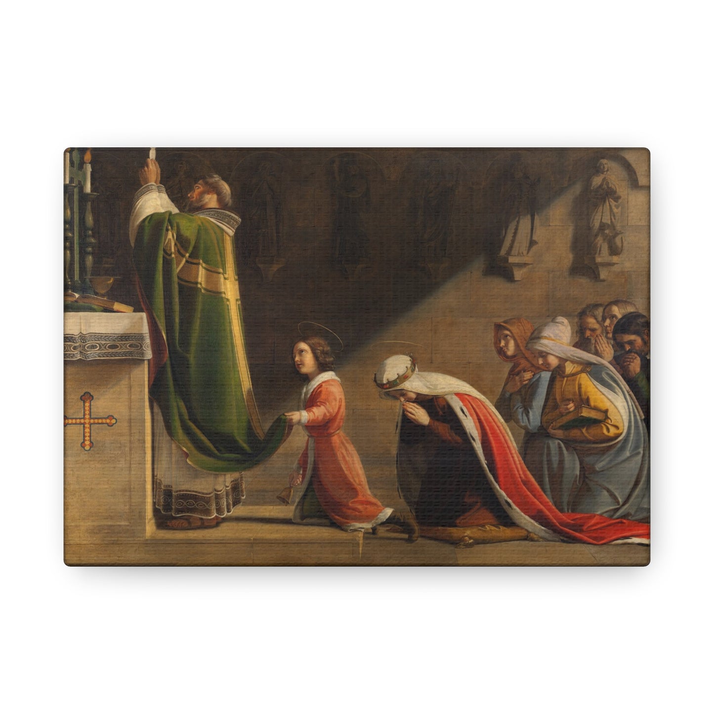 Saint Wenceslas and Saint Ludmila in mass 1837 Frantisek Tkadlik, Catholic Canvas Print, Religious Home Art, All Saints Day, House Warming