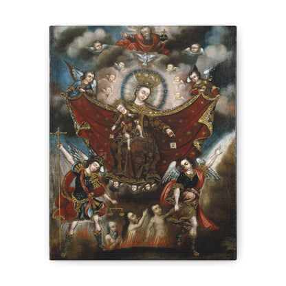Our Lady of Carmel and Holy Souls in Purgatory Catholic Canvas Print, Religious Home Decor, All Souls Day Decoration