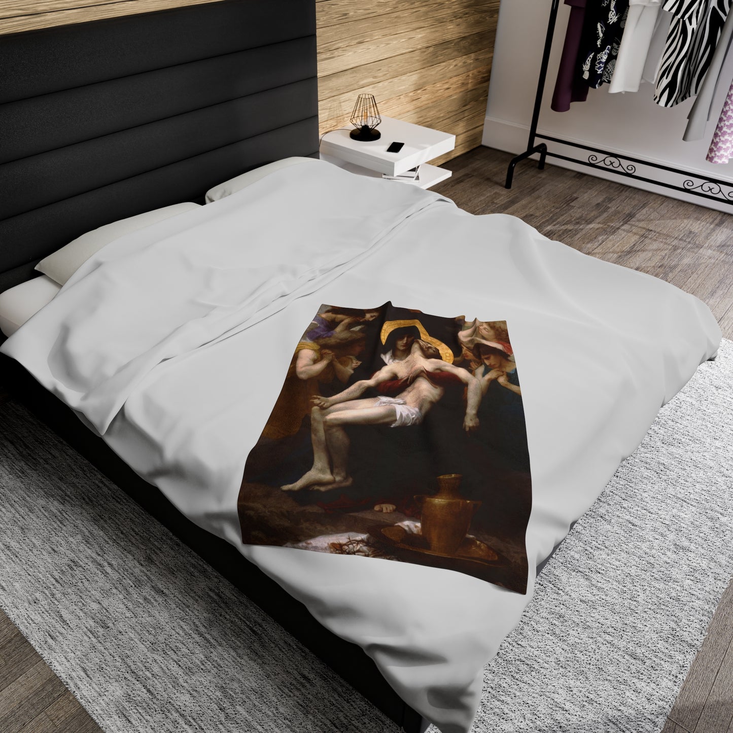 The Pieta Catholic Plush Blanket by William Bouguereau, Religious Home Decor for Couch or Bedding, Christmas Gift Idea for Christian