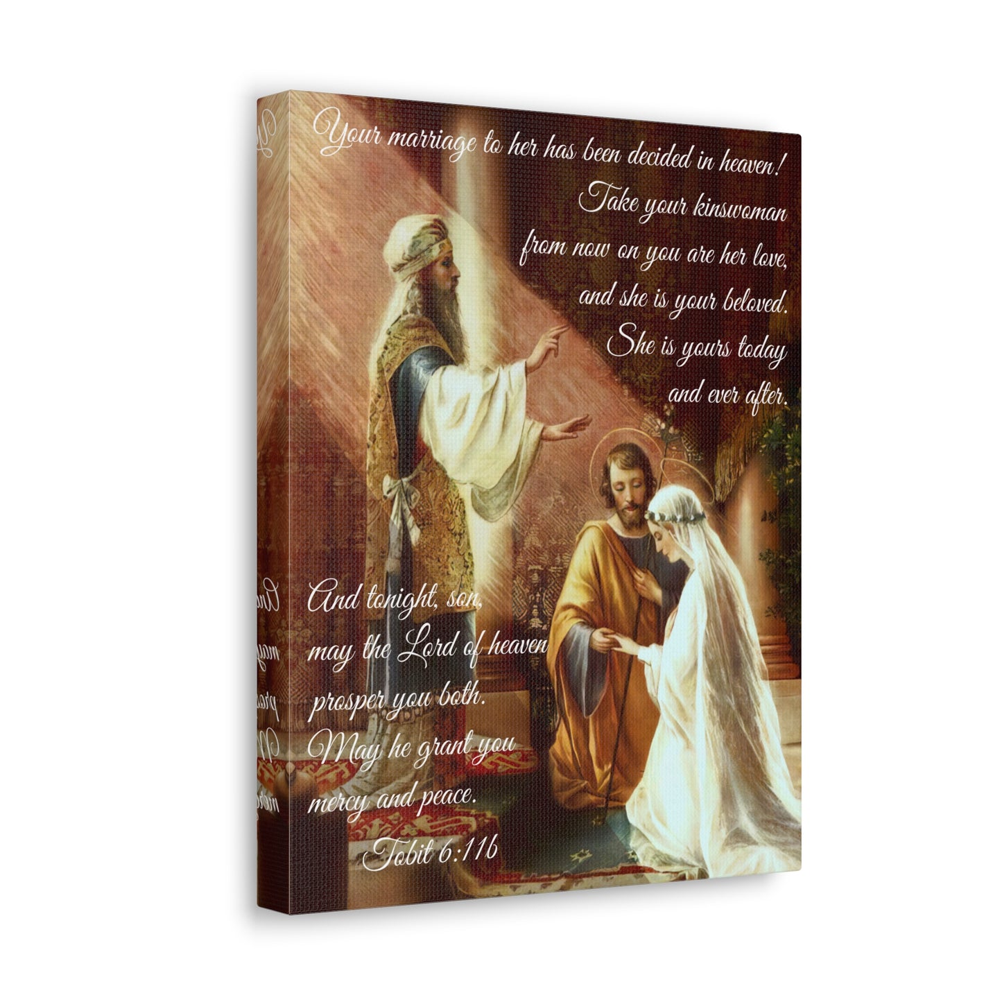 Catholic Wedding Canvas Gift Old Testament Reading from Tobit,  St Joseph and Mary, Wedding Scripture, Wedding Mass Readings Canvas Tobit