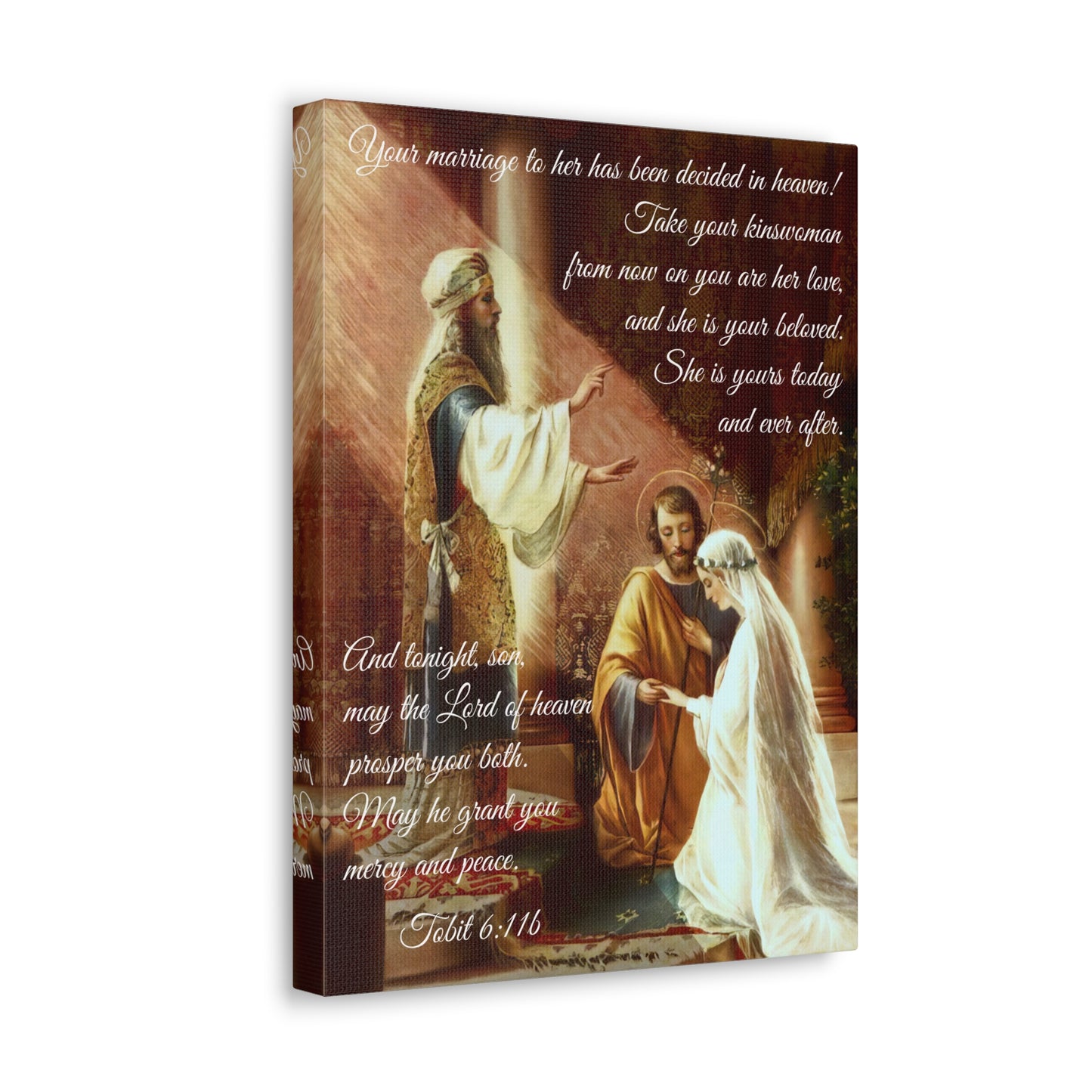 Catholic Wedding Canvas Gift Old Testament Reading from Tobit,  St Joseph and Mary, Wedding Scripture, Wedding Mass Readings Canvas Tobit