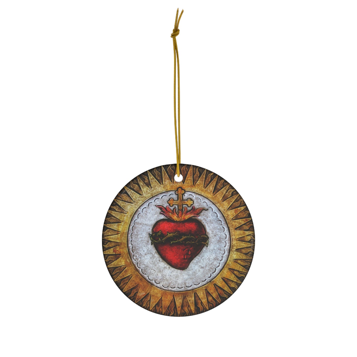 Catholic Christmas Ornament: Sacred Heart of Jesus, Ceramic Christmas Ornament, Christmas Gift, Religious Gift