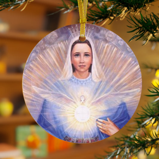Catholic Christmas Ornament: Mary Mother of the Eucharist, Christmas Gift, Religious Ornament, Glass Ornament