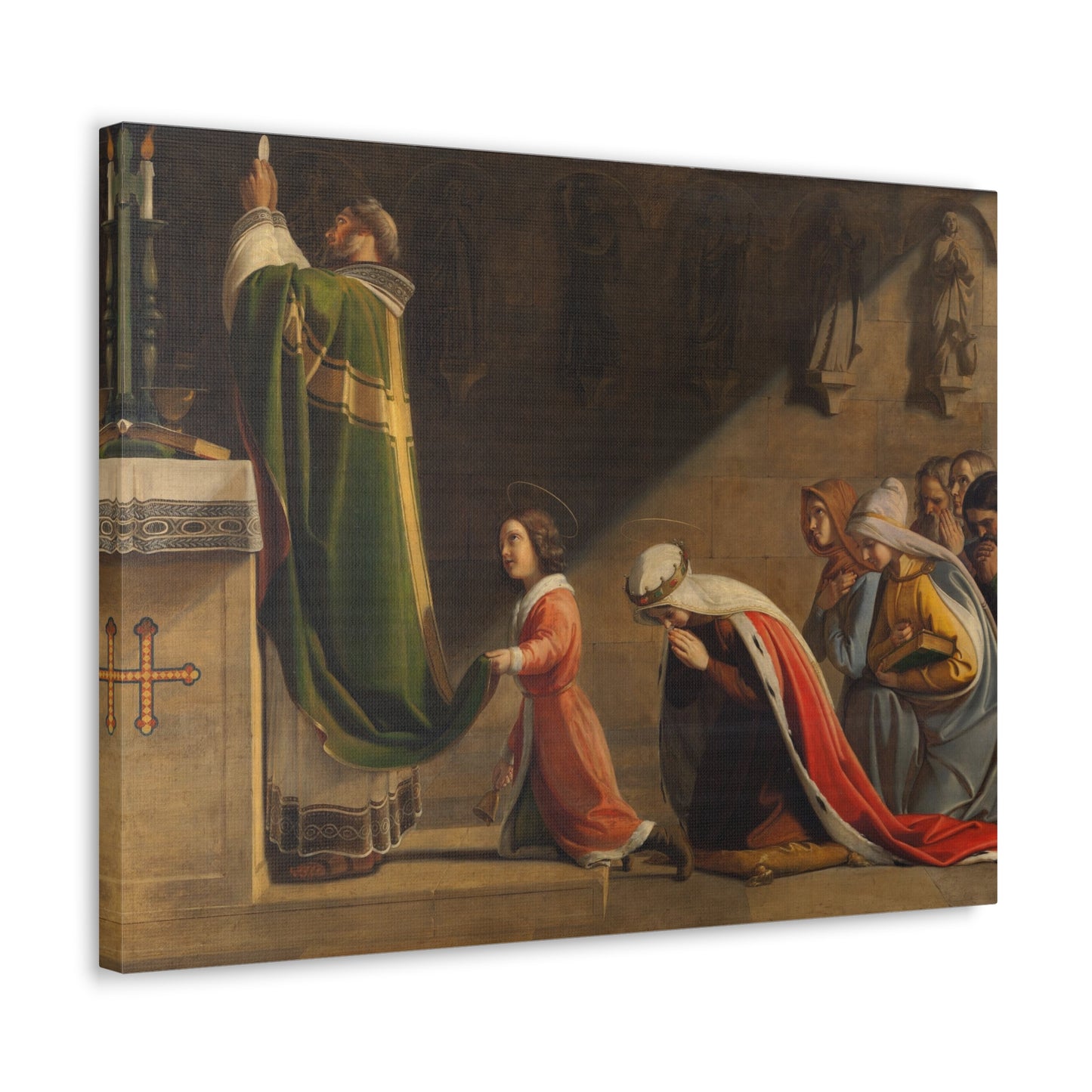 Saint Wenceslas and Saint Ludmila in mass 1837 Frantisek Tkadlik, Catholic Canvas Print, Religious Home Art, All Saints Day, House Warming