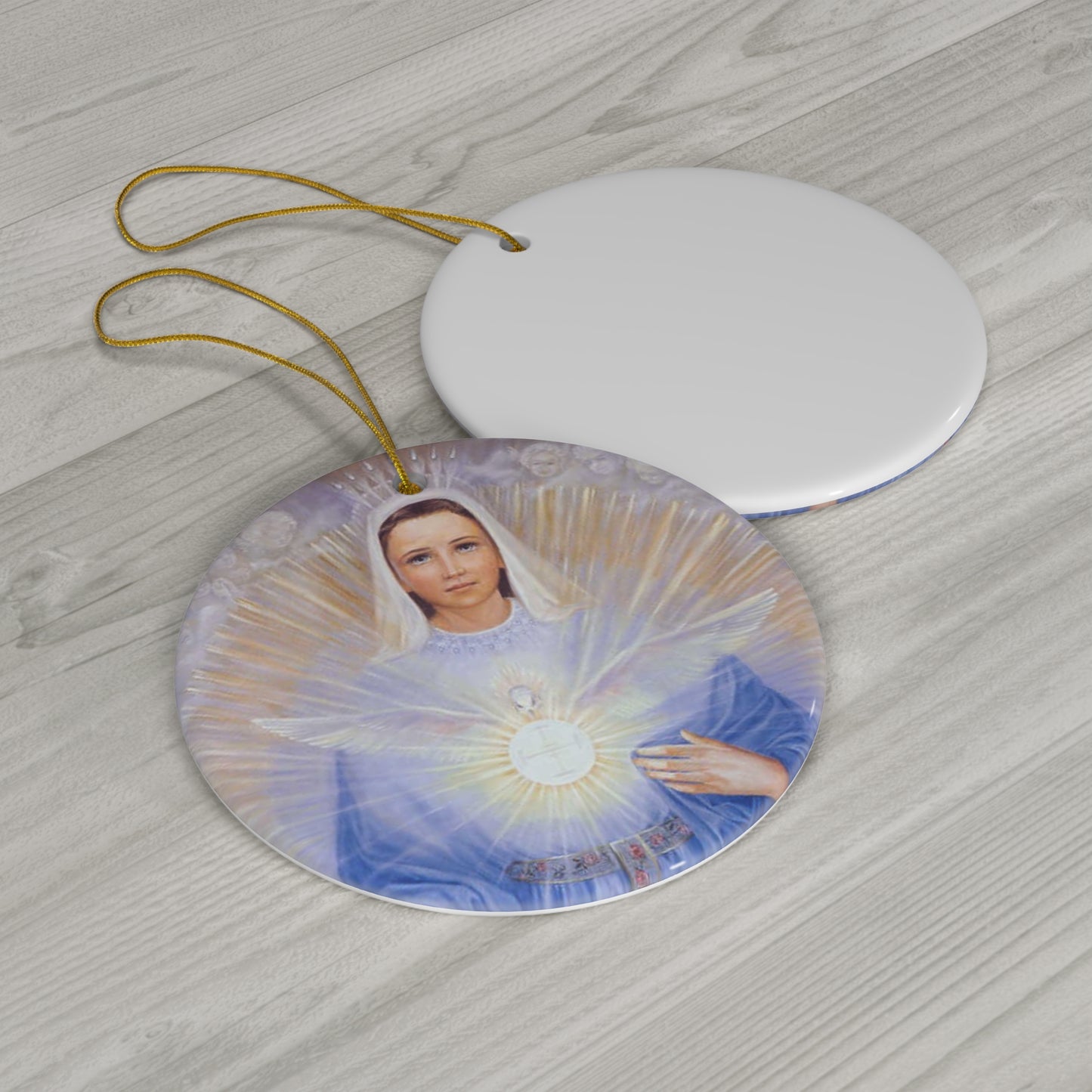 Catholic Christmas Ornament: Mary Mother of the Eucharist, Christmas Gift, Religious Ornament, Ceramic Ornament
