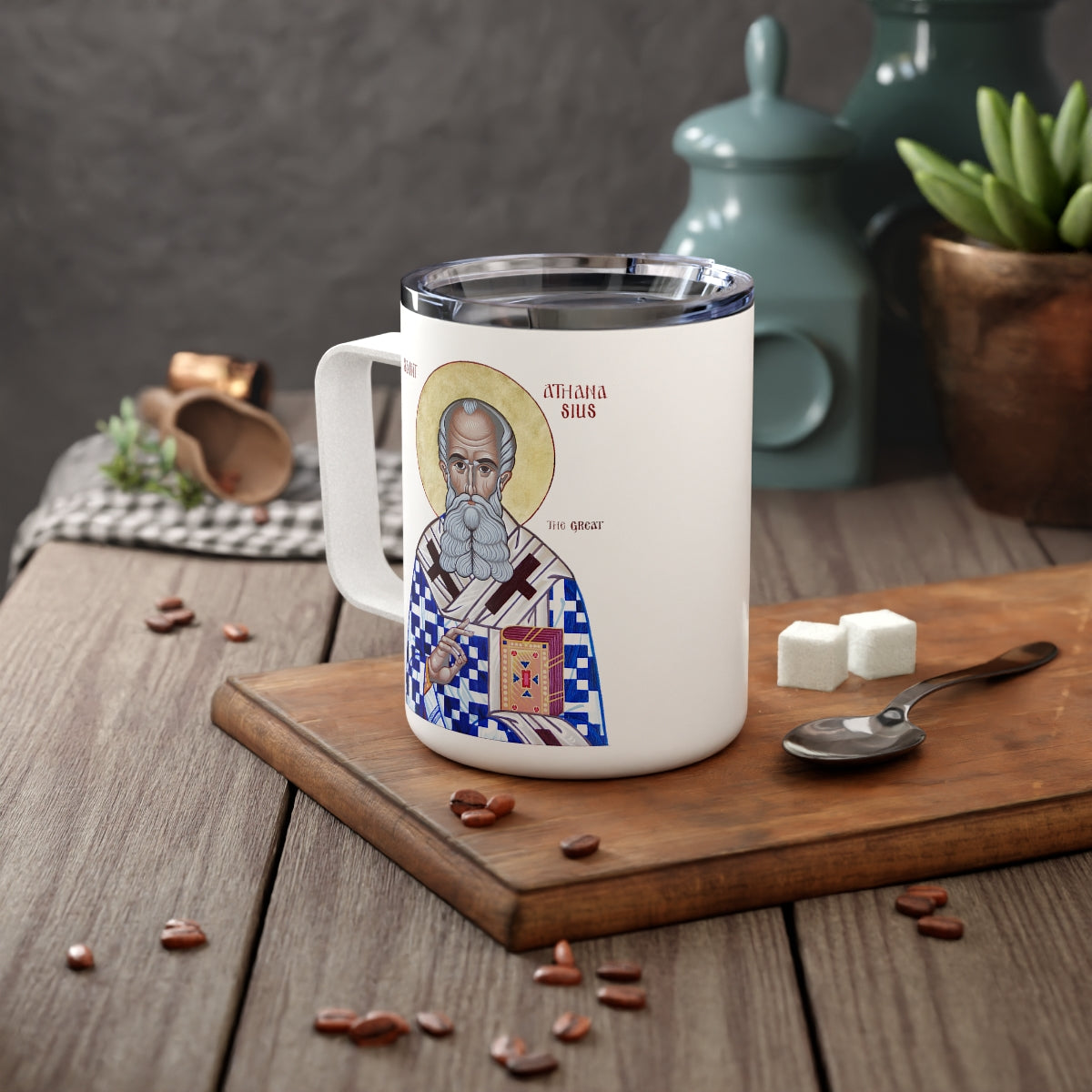Insulated Mug with St Athanasius Icon Prayer
