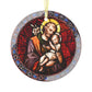 St Joseph and Jesus Glass Ornament Stained Glass Style