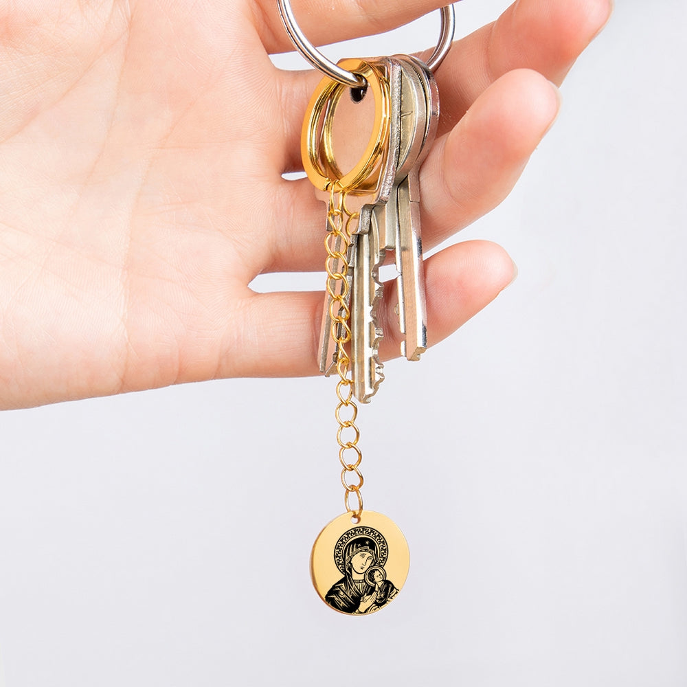 Virgin Mary & Baby Jesus Keychain, Theotokos Art, Holy Family keychain, Confirmation Gift