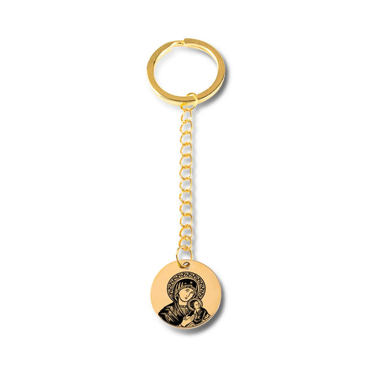 Virgin Mary & Baby Jesus Keychain, Theotokos Art