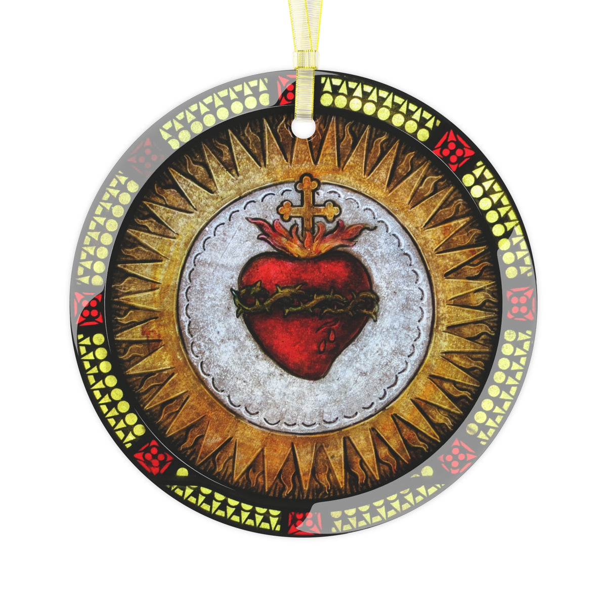 Sacred Heart of Jesus Glass Ornament